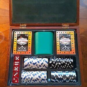 Vintage Las Vegas Shadow Box with Poker Chips/Dice/Cup